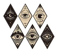 Nuenen 6 Pcs Farmhouse Home Wall Decor Western Geometric Diamond Frame Wall Hanging Boho Modern Abstract Art Prints Wooden Diamond Sign Decorations for Bedroom Living Room Bathroom(Eye Style)