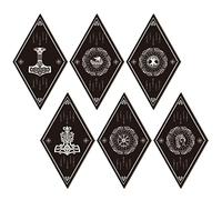 Nuenen 6 Pcs Nordic Vikings Wood Sign Celtic Drakkar Rune Wall Decor Scandinavian Boat Witchy Hanging Wooden Signs Mediaeval Wall Plaque for Holiday Kitchen Home Mythology Runes Artwork Pagan Gifts