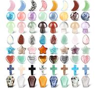 Nuenen 64 Pcs Crystals Bulk Worry Stones Bulk Crystals Healing Stones Cross Coffin Moon Star Gemstone Teardrop Palm Pocket Quartz Sphere Ball Stones Combination Bulk for Witchcraft Supplies