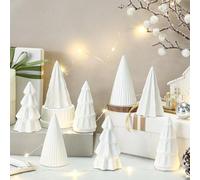 Nuenen 8 Pcs Ceramic Christmas Tree Porcelain Christmas Tree Winter Christmas Trees Mini Stoneware Trees for Mantle Vintage Table Shelf Living Room Bedroom Cabinets Office Desktop (Vintage)