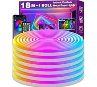 NUERPO LED 18M Neon Rope Lights, Flexible LED Cord Lights Controlled with App/Remote, IP65 Outdoor RGBWaterproof, Music Sync Led Neon Light Strip for Bedroom Decoration