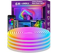 NUERPO UERPO 6m Led Neon Strip Lights,Flexible Led Rope Lights,IP65 Outdoor RGB Neon String Lighting,Control with App/Remote,Multiple Modes,Music Sync Gaming Strip Light for Bedroom Indoor