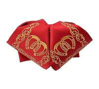 Nuestratradicionmex Moño Mariachi Adulto Charro Artesanal Mono de charro para quinceaneras y eventos charro Bow tie charro, Red/Gold., One size