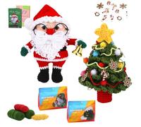Nuesy Crochet Kit for Beginners Adults 2 Packs Santa & Christmas Tree Family Crochet Animal Starter Kits Complete Knitting Supplies with Yarn Hooks Step-by-Step Instructions Video