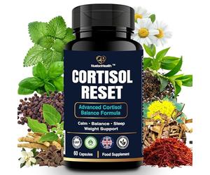 NuetonHealth Advanced Cortisol Reducing Supplement for Stress Balance - Cortisol Cleanse for Weight Loss with Ashwagandha, Theanine, Rhodiola, L-Tryptophan & Saffron - 60 Capsules