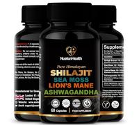 NuetonHealth Shilajit, Sea Moss, Lion's Mane, and Ashwagandha Capsules - Comprehensive All-in-One Wellness Supplement for Mind, Body, and Vitality - 60 Vegan Capsules
