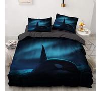 NUEYSP Double Duvet Cover Killer Whale Duvet Cover with Zipper Closure Microfiber Soft Breathable Double Bedding Set + 2 Matching Pillowcases, for Adults Teenagers