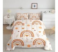 NUEYSP Double Duvet Set Rainbow heart Double Bed Duvet Cover Set for Kids Aldult with Zipper Closure Hypoallergenic Microfiber Quilt Cover 78.7"x 78.7" + 2 Pillowcases 19.7"x 29.5"