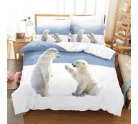 NUEYSP King Size Duvet Cover Sets Polar Bear Duvet Cover Sets with Zipper Closure Microfiber Breathable King Size Bedding Sets + 2 Matching Pillowcases, for Adults Teenagers
