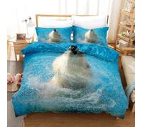 NUEYSP King Size Duvet Cover Sets Polar Bear Duvet Cover Sets with Zipper Closure Microfiber Breathable King Size Bedding Sets + 2 Matching Pillowcases, for Adults Teenagers