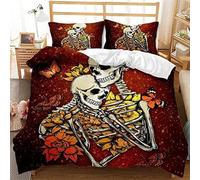 NUEYSP King Size Duvet Cover Sets Skull Butterfly Duvet Cover Sets with Zipper Closure Microfiber Breathable King Size Bedding Sets + 2 Matching Pillowcases, for Adults Teenagers