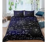 NUEYSP Single Duvet Cover Set Mathematics Duvet Cover Set with Zipper Closure Microfiber Soft Breathable Single Bedding Sets + 2 Matching Pillowcases, for Adults Teenagers