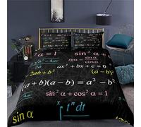 NUEYSP Single Duvet Cover Set Mathematics Duvet Cover Set with Zipper Closure Microfiber Soft Breathable Single Bedding Sets + 2 Matching Pillowcases, for Adults Teenagers