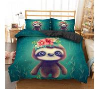 NUEYSP Super King Duvet Cover Sloth Duvet Cover Sets with Zipper Closure Microfiber Soft Breathable Bedding Sets King Size + 2 Matching Pillowcases, for Adults