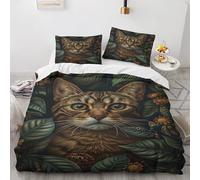 NUEYSP Super King Duvet Cover Tyrant Cat Duvet Cover Sets with Zipper Closure Microfiber Soft Breathable Bedding Sets King Size + 2 Matching Pillowcases, for Adults