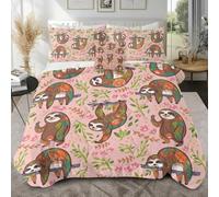 NUEYSP Super King Size Duvet Cover Sloth Bedding for Kids Aldult with Zipper Closure Soft Hypoallergenic Microfiber Duvet Cover 102.3"x 86.6" + 2 Pillowcases 19.7"x 29.5"
