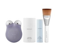 NuFACE MINI+ Microcurrent Facial Device Kit - FDA Cleared Face Sculpting & Skin Firming Device to Contour & Tone + Microcurrent Gel Activator, Silk Creme & Applicator Brush - Violet Dusk