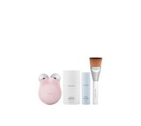 NuFACE MINI+ Microcurrent Facial Device Kit - FDA Cleared Face Sculpting & Skin Firming Device to Contour & Tone + Microcurrent Gel Activator, Silk Creme & Applicator Brush - Midnight Black