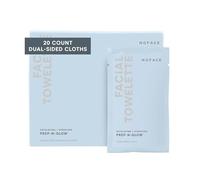 NuFACE Prep-N-Glow Facial Towelettes - 2-in-1 Exfoliating + Cleansing Makeup Remover Wipes, Hyaluronic Acid Travel Face Wipes to Hydrate & Brighten for Glowing Skin - 20 Individually Wrapped Cloths