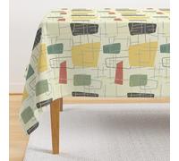 Nufar 54" X 72" 1950s Style Tablecloth - Fifties - Mid Century Modern Retro Inspired Atomic Era Tablecloth