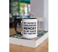 Nufar Bad Back Mug, Back Pain Mugs, My Favorite Childhood Memory is my Back Not Hurting Mug, Funny Broken Back Coffee Cup, Old Man Woman Spine｜11 oz Ceramic Mug Tea Cup,de30cC59