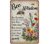 Nufar Bee Wisdom Poster Bee Greatful Poster Bee Lover Gift Inspirational Quote Flower Poster Bumble Bee Vintage Home Decor Novelty Garage Welding Shop Retro Tin Metal Sign Vintage Signs 12x16 Inch