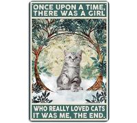 Nufar Once Upon A Time There Was A Girl Who Really Loved Cats Vintage Cat It Was Me The End Art Print Cute Cat Canvas Poster Home Decor For Bedroom, Living Room 8"x12"