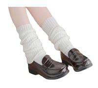 NUFIWI Harajuku Japanese Lolita Leg Warmers Gothic Knit Long Socks Leggings Gaiters Knee Goth Winter Cuff Ankle Heap Sock, A White, One Size