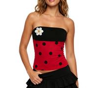 NUFIWI Women Polka Dot Ladybug Shirt Striped Bee Top Halloween Costume | Bee Cosplay Outfits, Lady Bug Costumes Women, Insect Themed, Cute Cartoon Party Tops, Going Out, Festival Clothes
