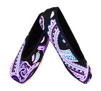 NuFoot Ballet Flats Women's Shoes, Best Foldable & Flexible Flats, Slipper Socks, Travel Slippers & Exercise Shoes, Dance Shoes, Yoga Socks, House Shoes, Indoor Slippers, Paisley, Large