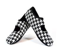 Nufoot Women's Mary Janes Hounds Tooth Indoor Shoes Slipper, Black/White, Medium