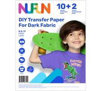 NuFun Activities Printable Iron-on Heat Transfer Paper for T Shirts, Dark Fabrics, 10 Sheets 8.5 x 11 inch, Long Lasting, Durable, Professional Quality, Easy DIY, Non-Toxic, Made in The USA