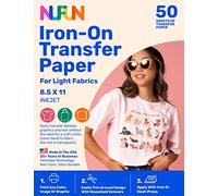 NuFun Activities Printable Iron-on Heat Transfer Paper for T Shirts, Light Fabrics, 50 Sheets 8.5 x 11 inch, Long Lasting, Durable, Professional Quality, Easy DIY, Non-Toxic, Made in The USA