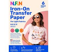 NuFun Activities Printable Iron-on Heat Transfer Paper for T Shirts, Light Fabrics, 6 Sheets 8.5 x 11 inch, Long Lasting, Durable, Professional Quality, Easy DIY, Non-Toxic, Made in The USA