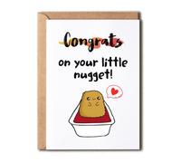 Nugget Baby Card - Congrats On Your Little Nugget - New Baby Shower Newborn Chicken Nugget Tender Fast