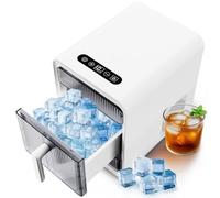 Nugget Ice Maker, Compact Countertop Ice Machine, 12 Ice Cubes in 10 Minutes, Self-Cleaning, Ideal for Home Bar, Kitchen, RV, Camping, Home Office