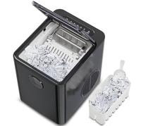 Nugget Ice Maker Countertop, 9 Cubes in 6 Mins, Portable Compact Ice Machine with Self Clean, Quiet Operation for Home Bar Kitchen RV Office Apartment Black