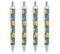 Nuggets Funny Cats Retractable Ballpoint Pens 0.5mm Fine Black Inks Roller Smooth Writing Office Supplies 4 PCS