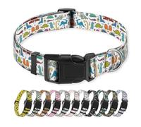 NUGGHU Dog Collar, Cute Puppy Collar, Funny Pet Collar, Adjustable Soft Dog Collars for Medium Dogs Cute Colorful Dinosaurs