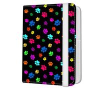NUGGHU Passport Holder for Travel Essentials, Leather RFID Blocking Passport Wallet Cover Case, Cute Passport Book Holders for Women and Men, Colorful Dog Paws