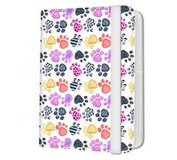 NUGGHU Passport Holder for Travel Essentials, Leather RFID Blocking Passport Wallet Cover Case, Cute Passport Book Holders for Women and Men, Colorful Dog Paws
