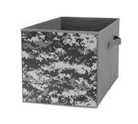 Nugier 1 PC Basket Bin Foldable Dirty Clothes Bag Bucket Fabric Dorms Waterproof Laundry Hamper Square Organizer Storage Handles Closet Print Navy Blue Digital Camouflage Fabric Texture Background
