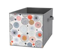 Nugier 1 PC Basket Bin Foldable Dirty Clothes Bag Bucket Fabric Dorms Waterproof Laundry Hamper Square Organizer Storage Handles Closet Print Vintage Doodle Circles Big Dots Orange Black