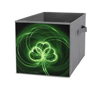 Nugier 1 PC Basket Bin Foldable Dirty Clothes Bag Bucket Fabric Dorms Waterproof Laundry Hamper Square Organizer Storage Handles Closet Print St. Patrickâ€™s Day Shamrock Irish Lucky Clover Leaves