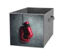 Nugier 1 PC Basket Bin Foldable Dirty Clothes Bag Bucket Fabric Dorms Waterproof Laundry Hamper Square Organizer Storage Handles Closet Print Red Boxing Gloves Hanging on Wall as Retirement Concept