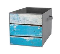 Nugier 1 PC Basket Bin Foldable Dirty Clothes Bag Bucket Fabric Dorms Waterproof Laundry Hamper Square Organizer Storage Handles Closet Print Turquoise Wood Vintage Retro Old Wooden Texture