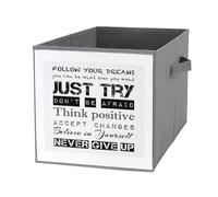 Nugier 1 PC Basket Bin Foldable Dirty Clothes Bag Bucket Fabric Dorms Waterproof Laundry Hamper Square Organizer Storage Handles Closet Print Follow Your Dreams Just Try Never Give Up Accept Changes