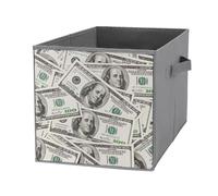 Nugier 1 PC Basket Bin Foldable Dirty Clothes Bag Bucket Fabric Dorms Waterproof Laundry Hamper Square Organizer Storage Handles Closet Print Seamless Money American Hundred Dollar Bills USD