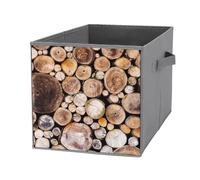 Nugier 1 PC Basket Bin Foldable Dirty Clothes Bag Bucket Fabric Dorms Waterproof Laundry Hamper Square Organizer Storage Handles Closet Print Wood Texture Retro Cut from Big Tree and Small Tree