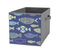 Nugier 1 PC Basket Bin Foldable Dirty Clothes Bag Bucket Fabric Dorms Waterproof Laundry Hamper Square Organizer Storage Handles Closet Print Seamless Watercolor Fishes on The Violet